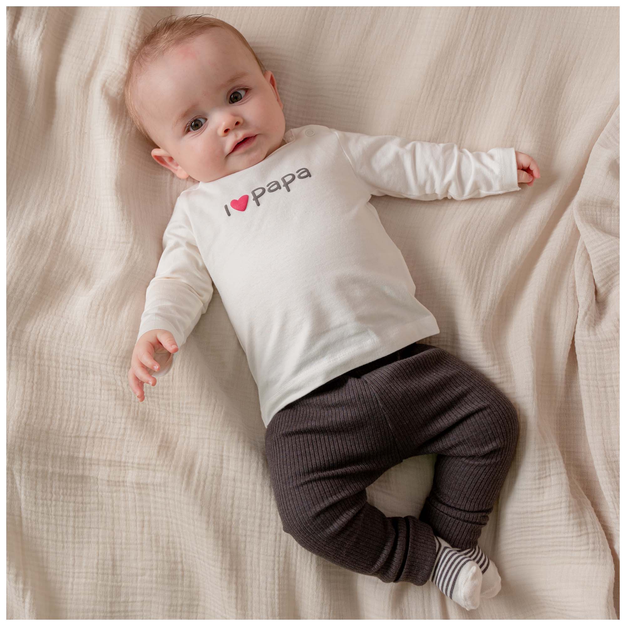 Prénatal newborn broek rib  effen grijs