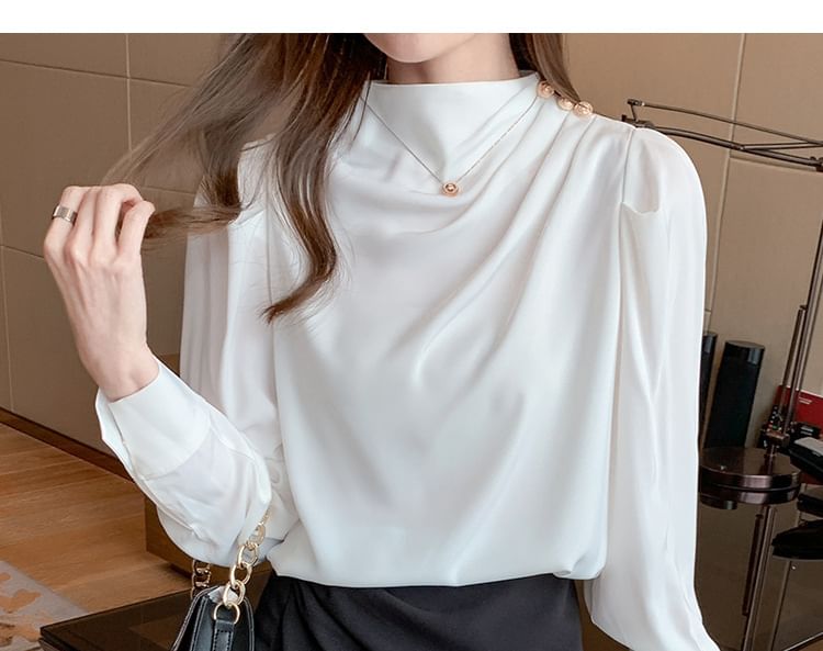Superduper - Blouse met lange mouwen en col