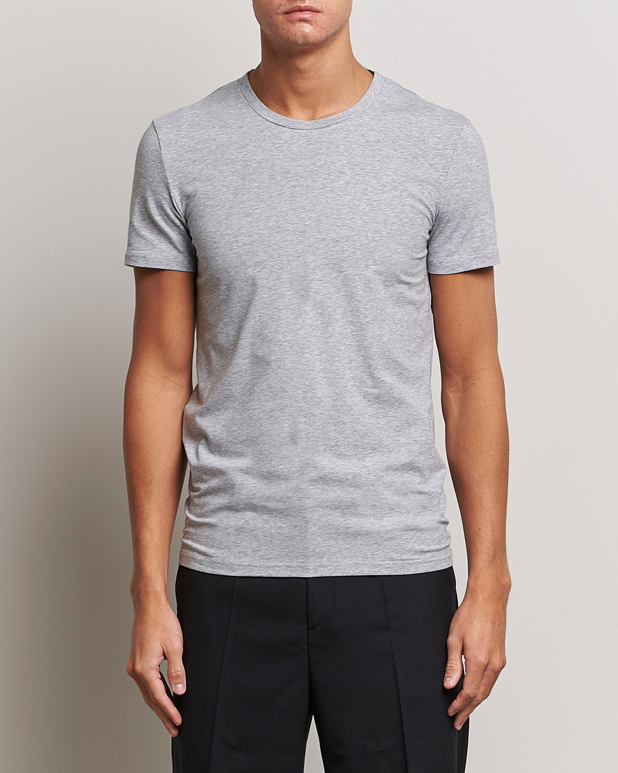 Zegna Stretch Cotton Round Neck T-Shirt Grey Melange