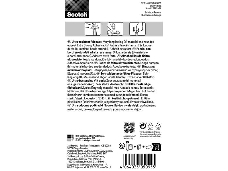 3M Filzgleiter Ultra Resistant, Ø 22 mm, Grau, 8er Pack Extrembeständige Filzpads