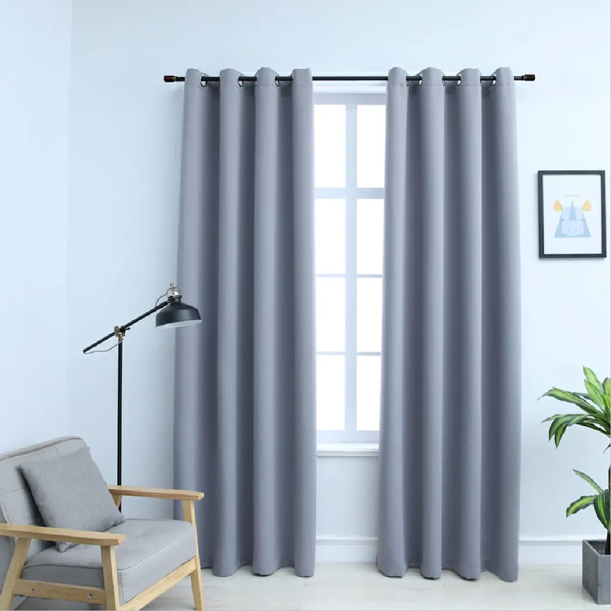 VidaXL Rideaux occultants 2pcs - Gris 140x225 cm