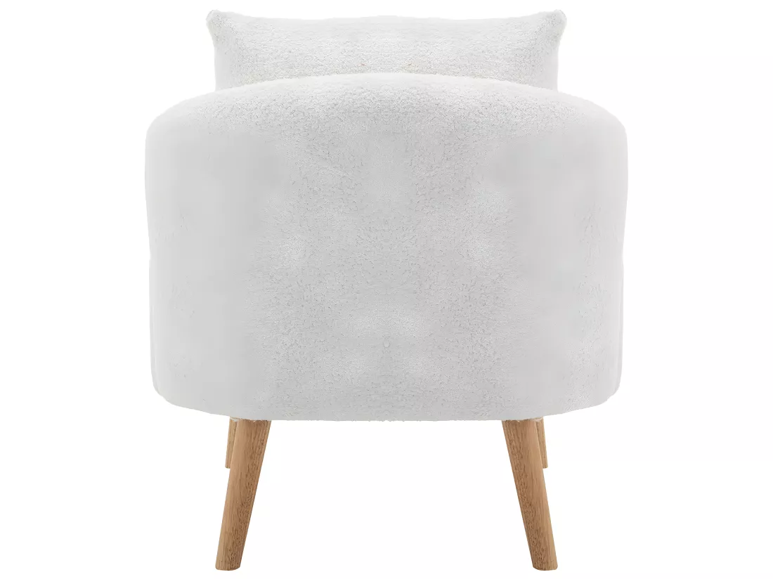 Fauteuil tissu en Teddy - pieds dorés en métal - Blanc - Sweiko