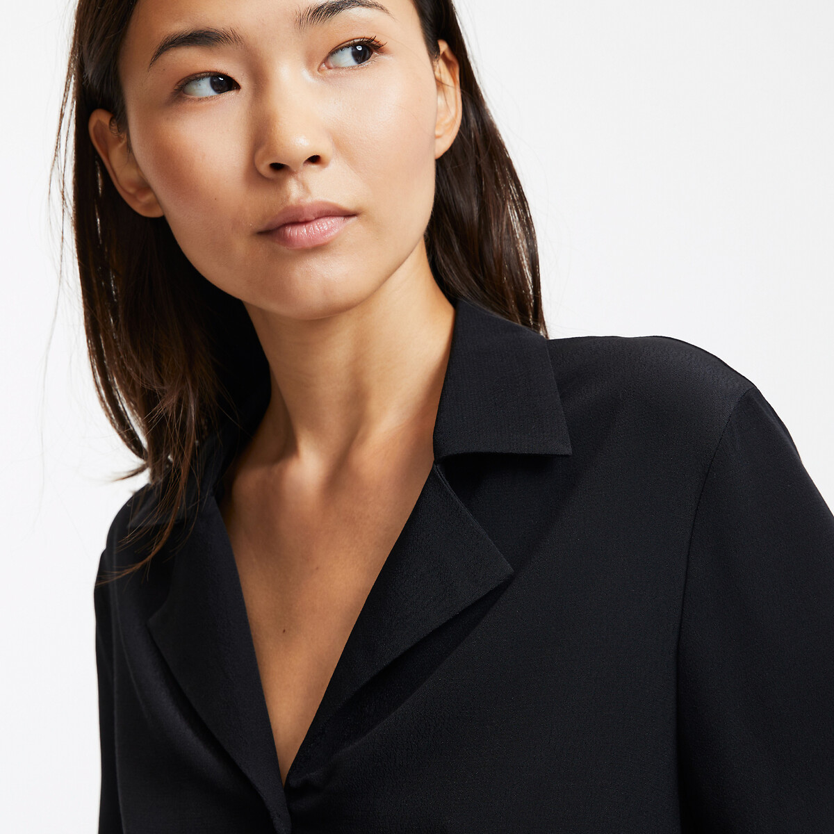 COLEÇÃO LA REDOUTE<br>Blusa com gola de lapela e mangas curtas
