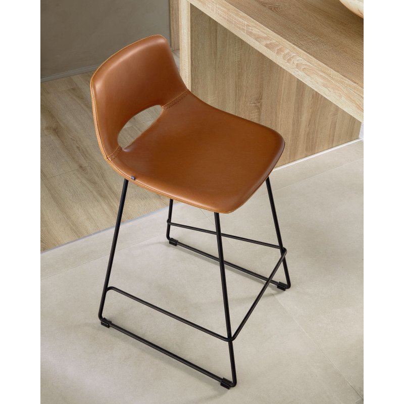 Tabouret Zahara pieds en acier finition noire H.76 cm