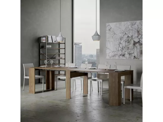 Console extensible 90x48/296 cm Venus Noyer rallonges internes