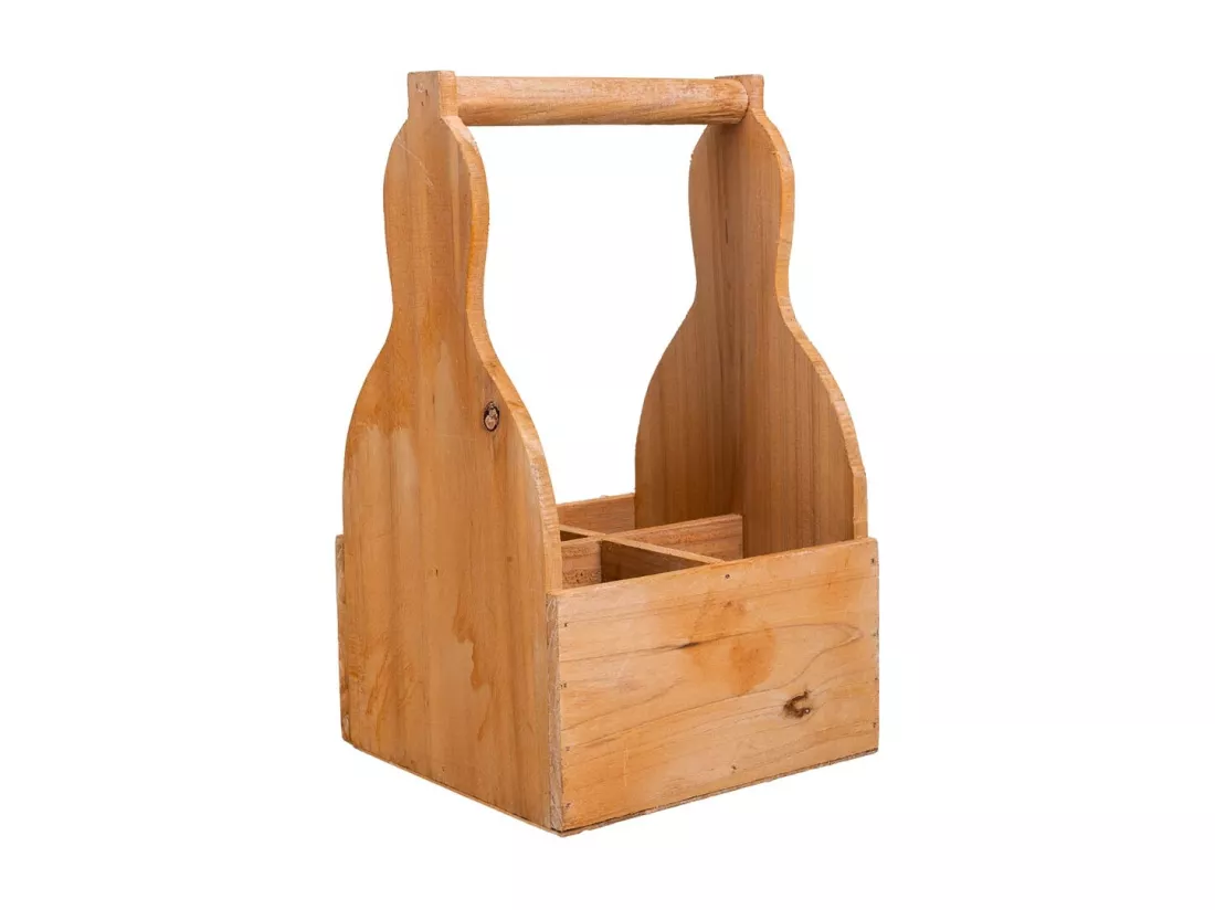 Panier porte-fleurs en bois marron 18x18x10/30h