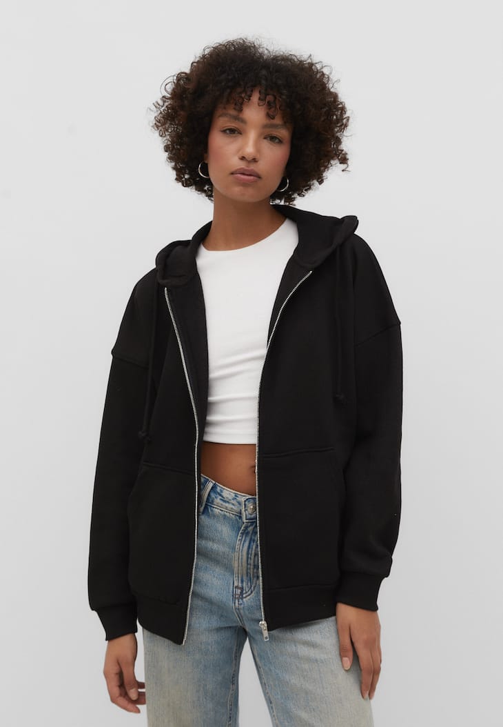 Moletom com zíper oversized