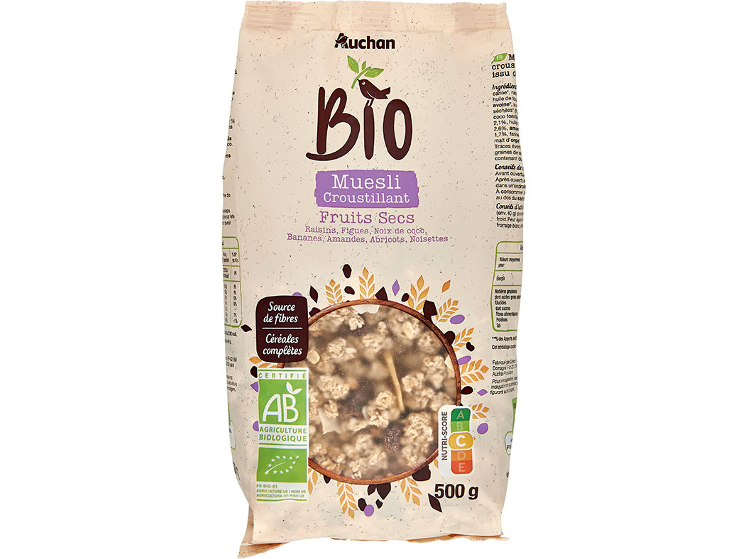 CEREAIS AUCHAN BIO MUESLI ESTALADIÇO 500 G