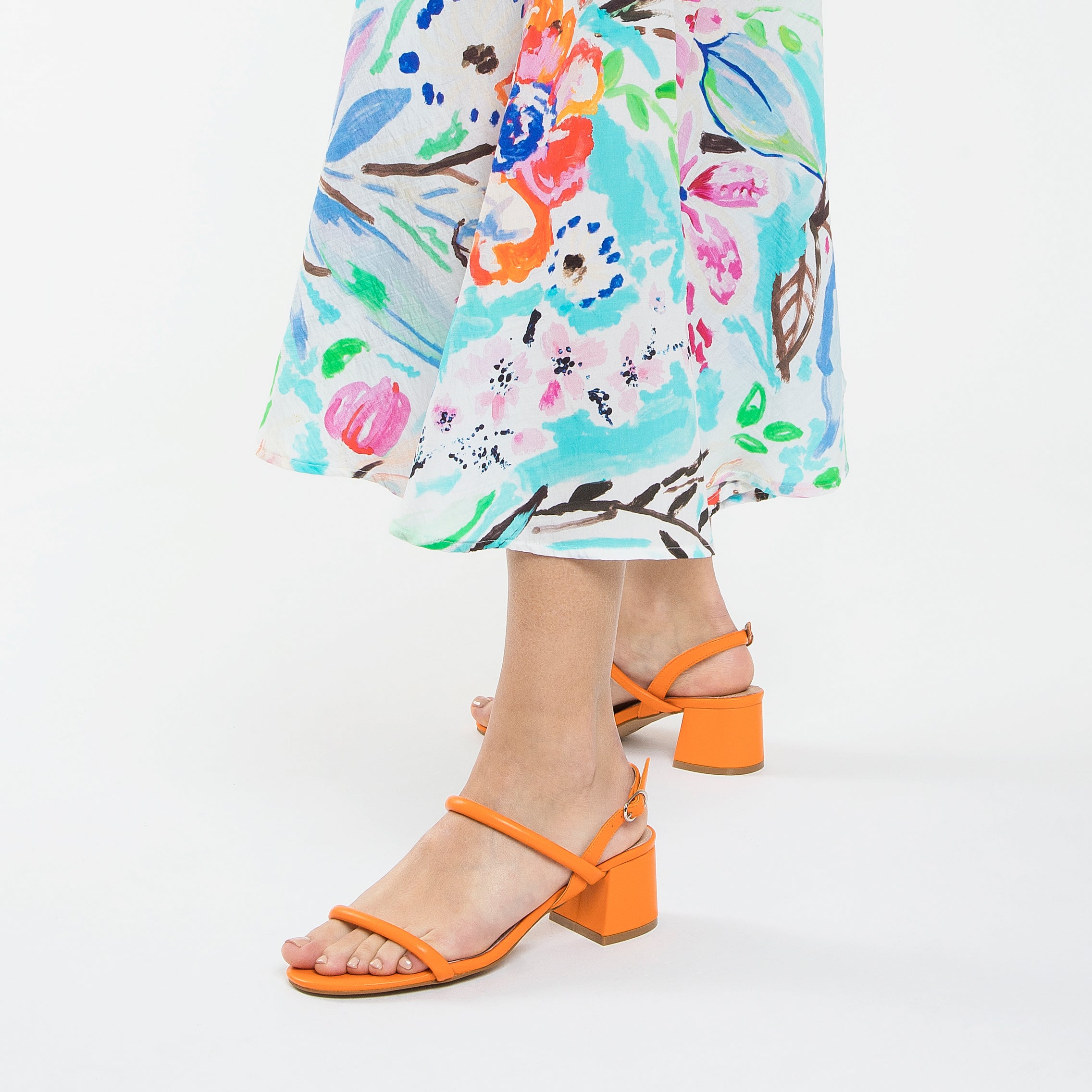 Sandales à talon, Compensées-Sandales à talon minimalistes Oriane orange