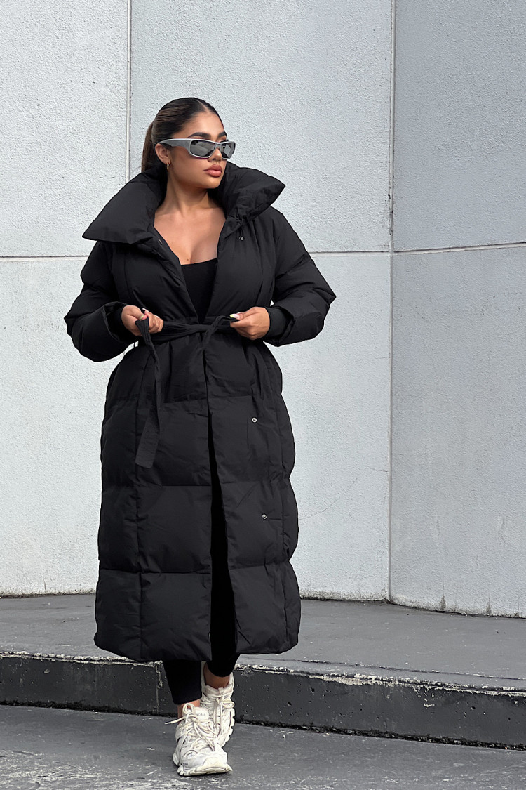 Doudoune matelassée noire manches longues