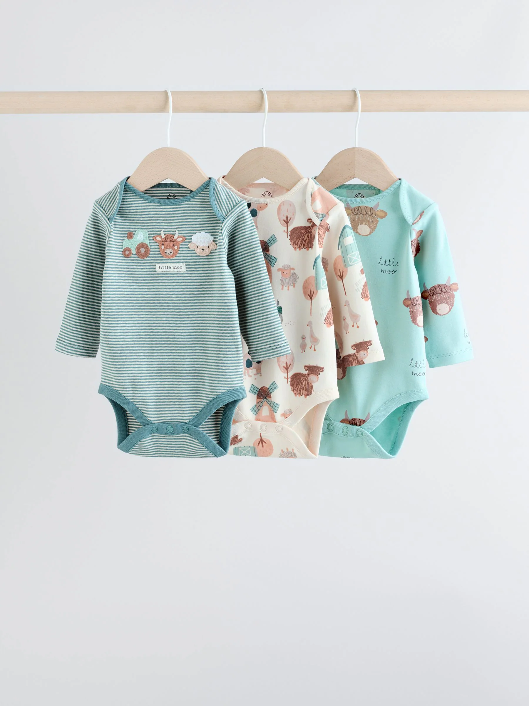 Blauw - Hamish-rompertjes met lange mouwen, 3 stuks
