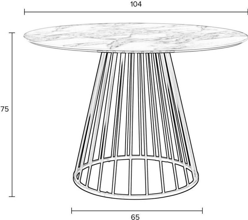 Feliz Lifestyle Floris Eettafel Marmerlook Rond 110 cm Zwart/ Wit