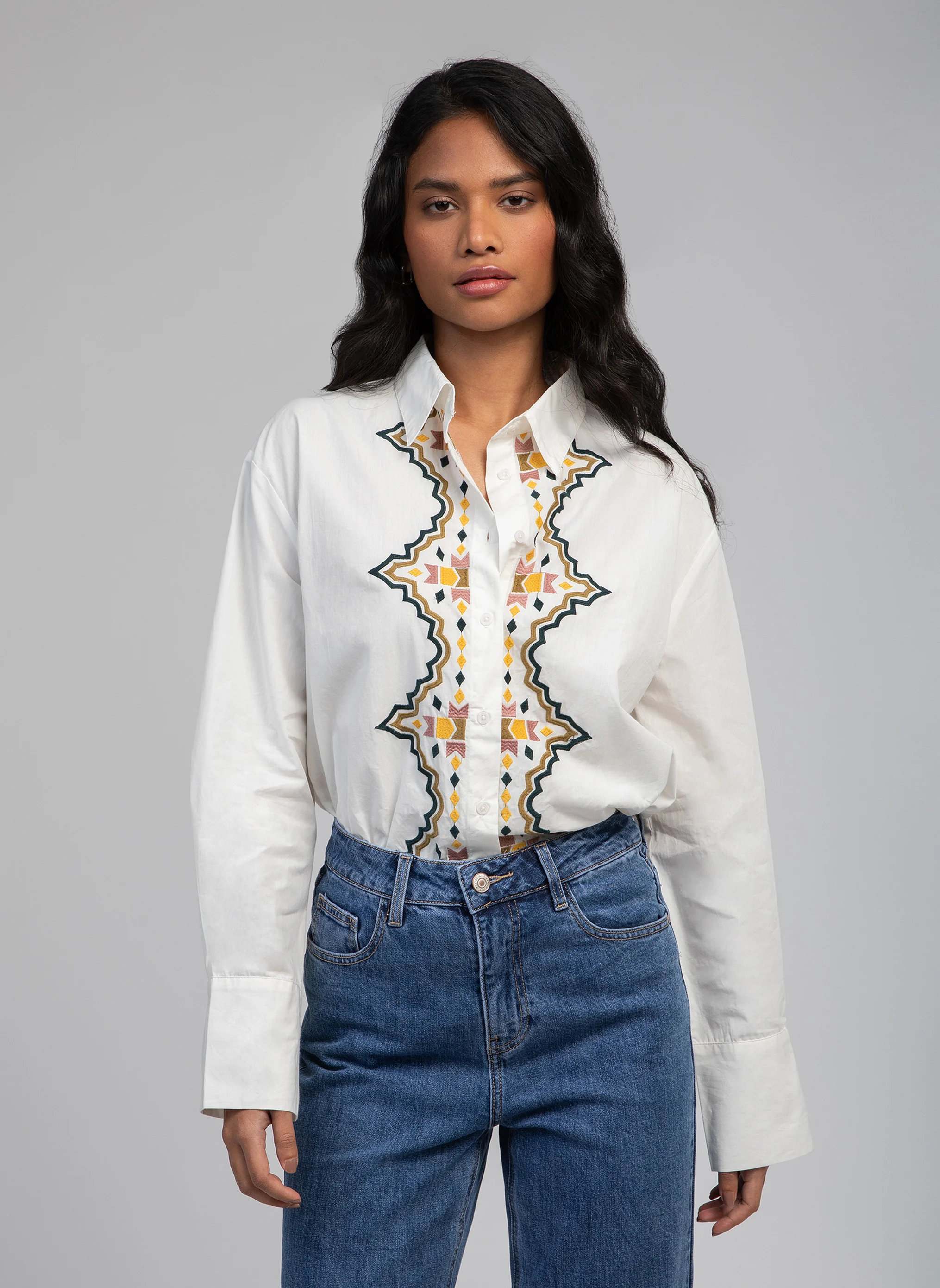 SOVILLA - Chemise brodée en coton| Blanc