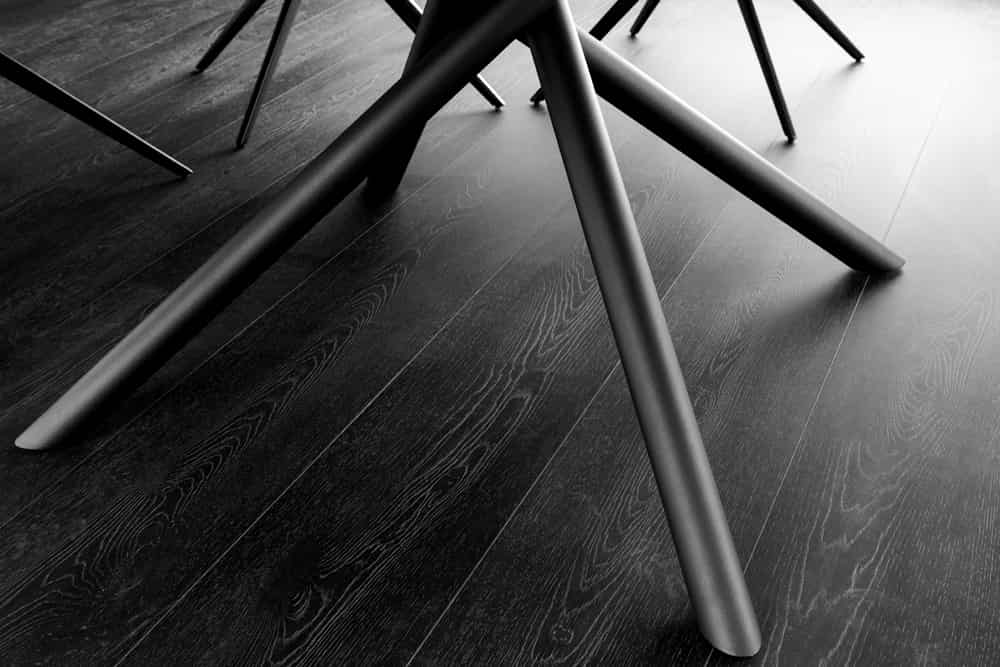 Ausziehbarer Esstisch MIKADO 120-160cm weiß Keramik oval schwarz Sterngestell