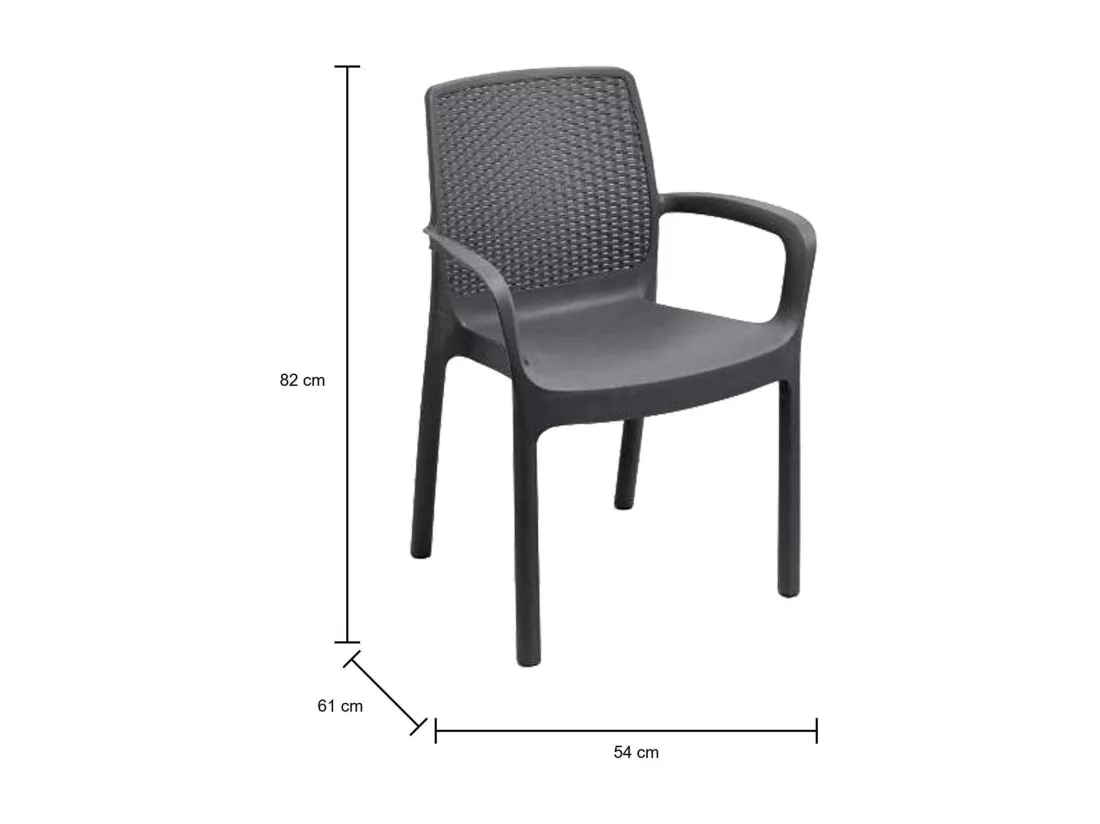 Lot de 4 chaises d'extérieur Dnardin, Sièges de jardin, Chaise de table à manger, Fauteuil d'extérieur effet rotin, 100% Made in Italy, 54x60h82 cm, Anthracite
