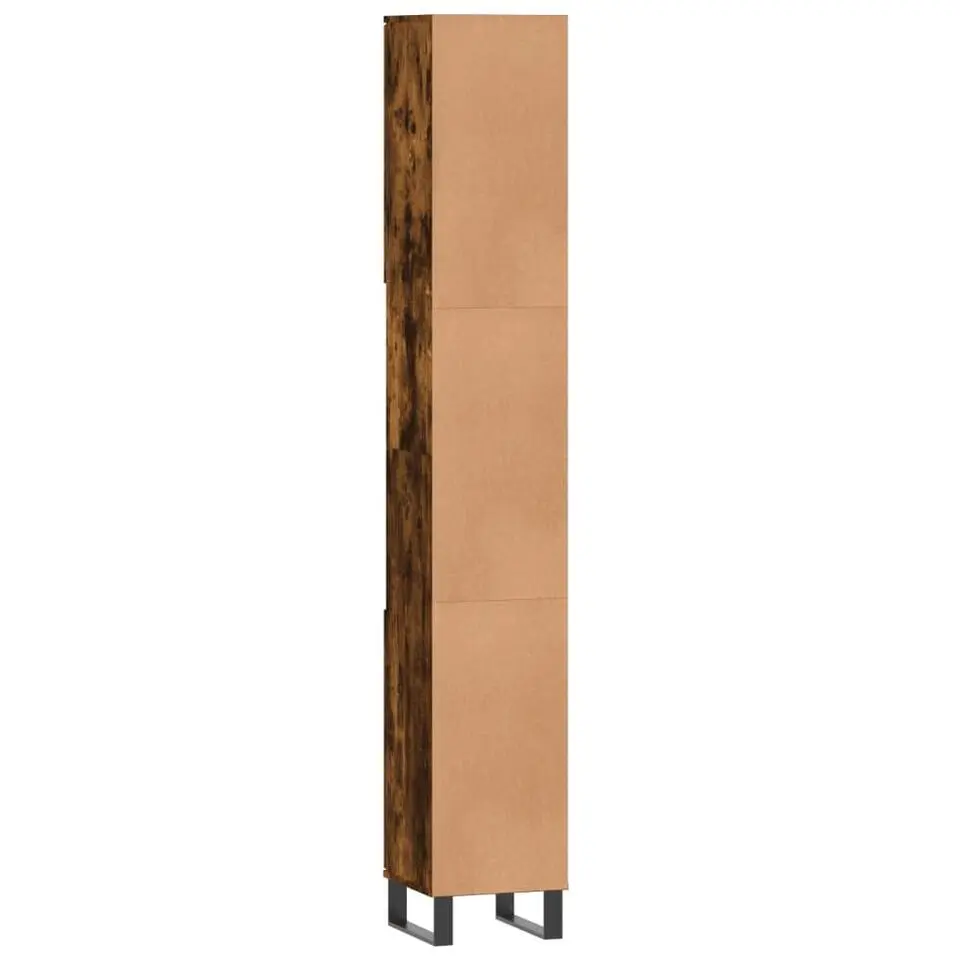 vidaXL - Kolomkast met 2 deuren - Gerookt eiken - Hout en ijzer - 30x30x190 cm