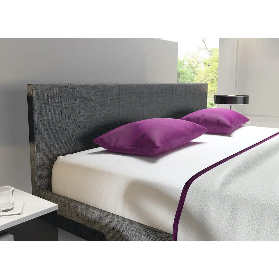 Meubella - Tweepersoonsbed George - Grijs - Stof - 160x200 cm