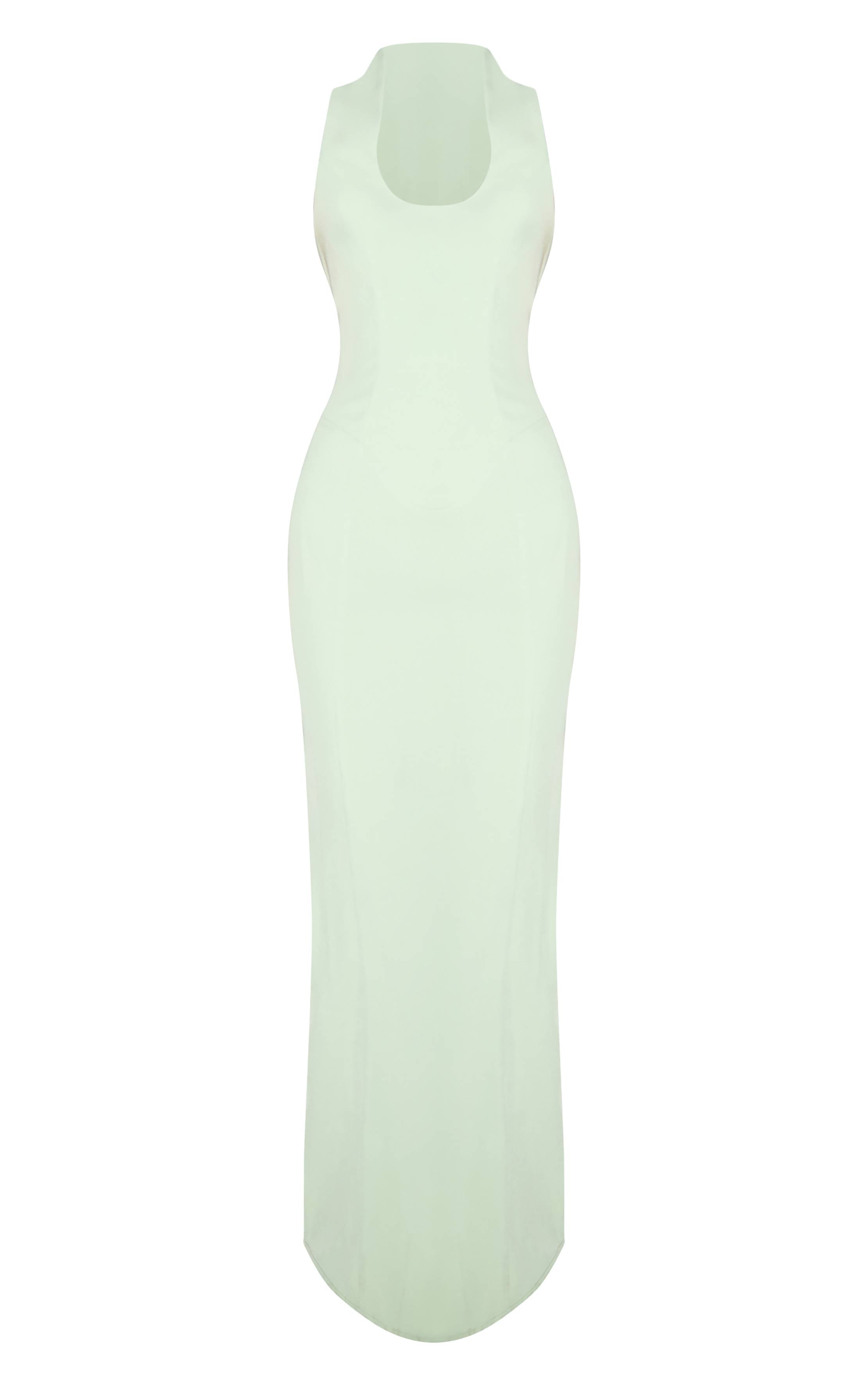 Pale Lime Robe Longue Tissée Vert Menthe À Encolure Dégagée