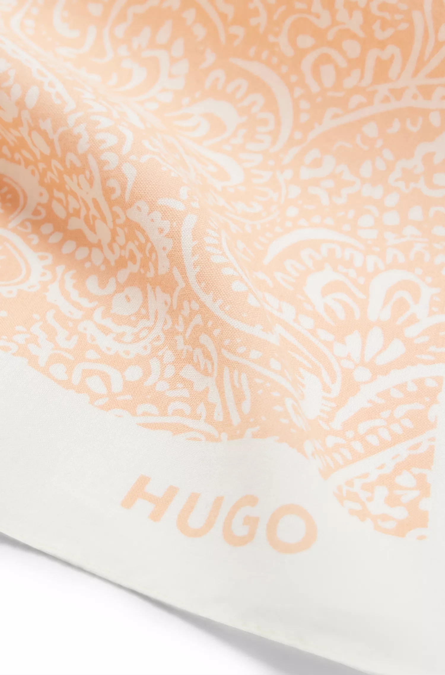 Bandana HUGO vermelha com estampa sazonal em algodão e logotipo.