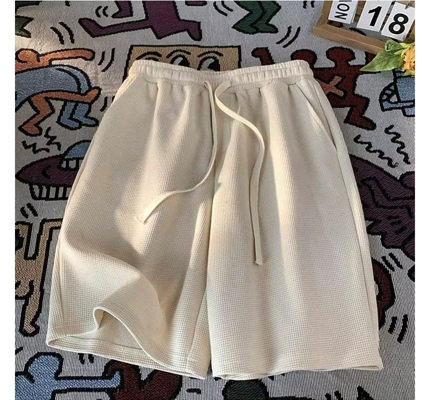 Lingaris - Mid Rise Plain Drawstring Shorts