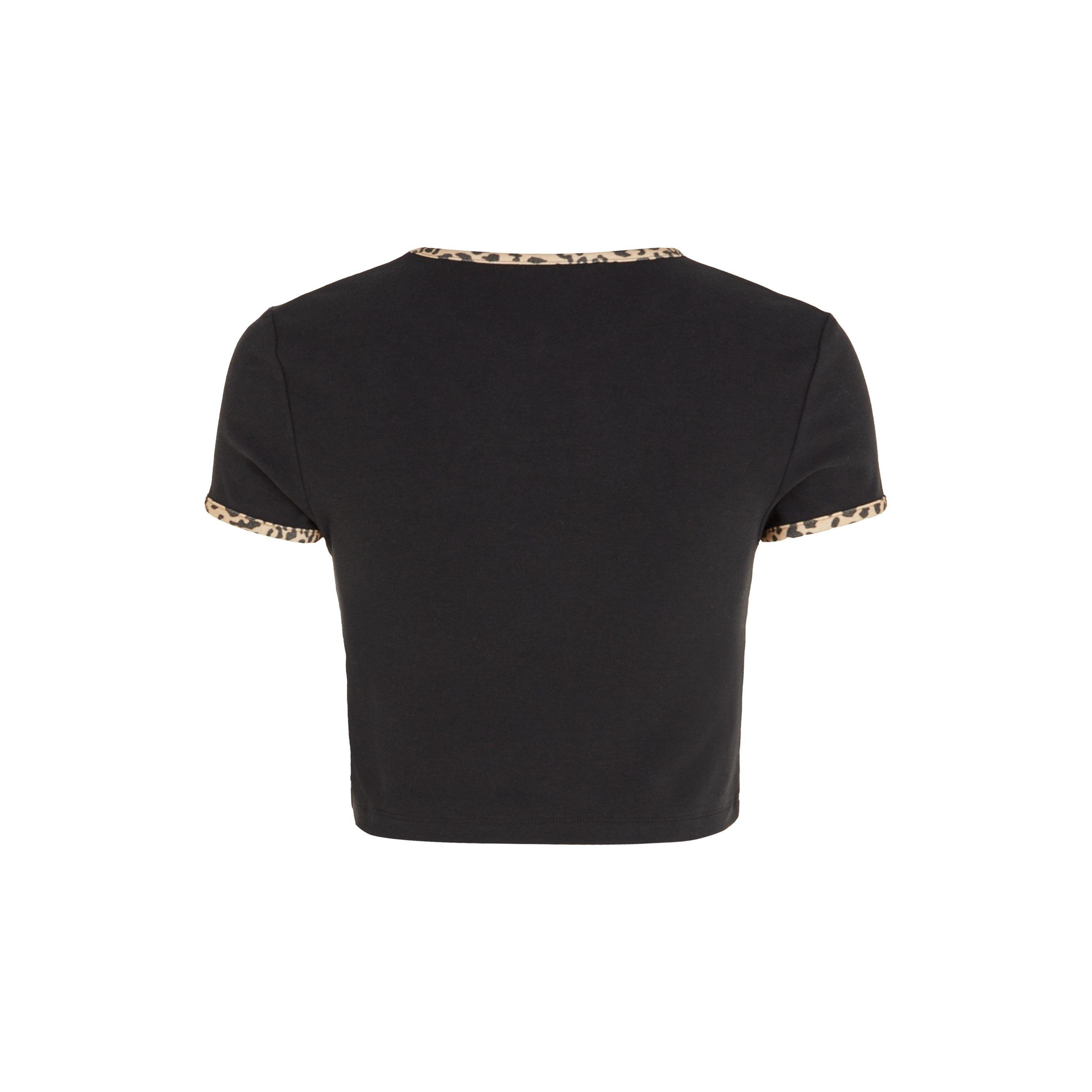 Tommy Jeans Cropped Leopard Binding T Shirt