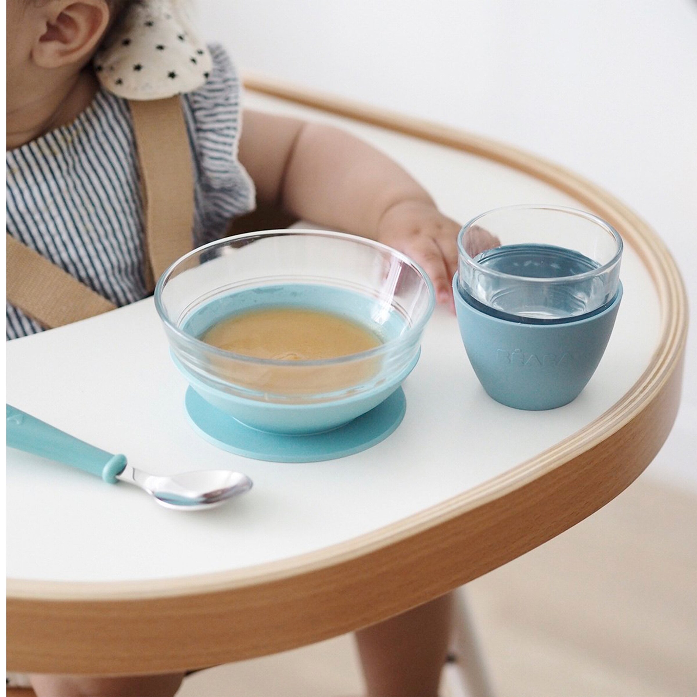 Beaba 3-tlg. Esslernset Glas blau / grau