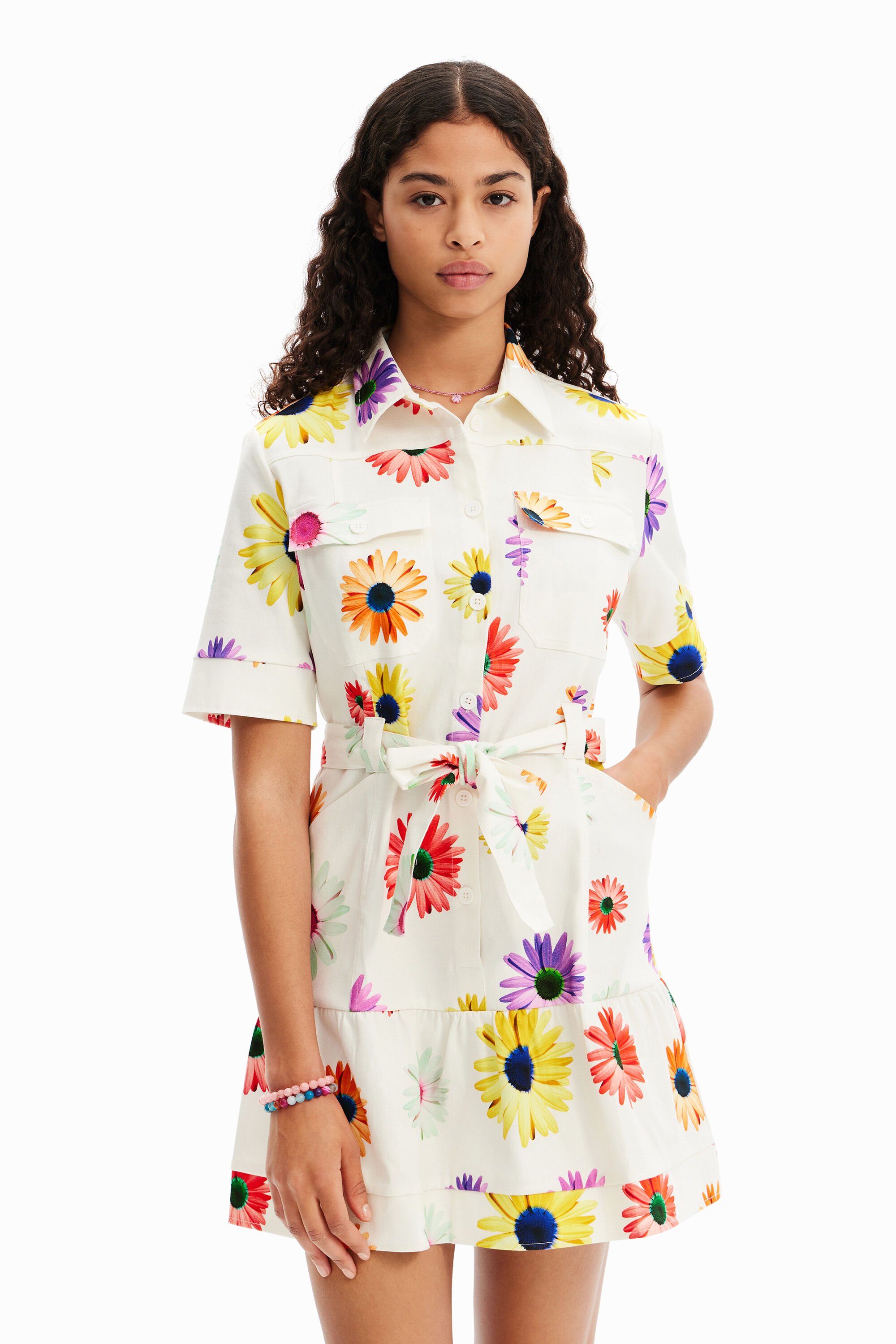 Robe chemise courte fleurs M. Christian Lacroix