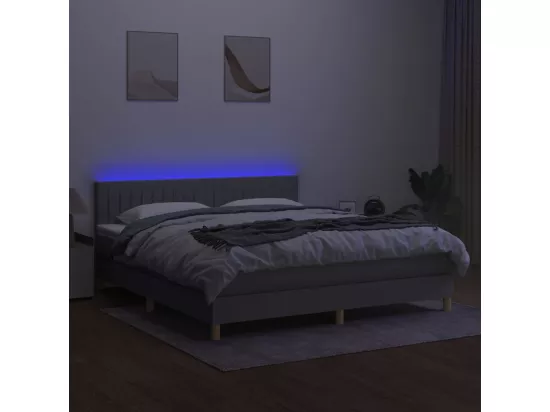 Sommier tapissier et matelas et LED Gris clair 180x200 cm Tissu