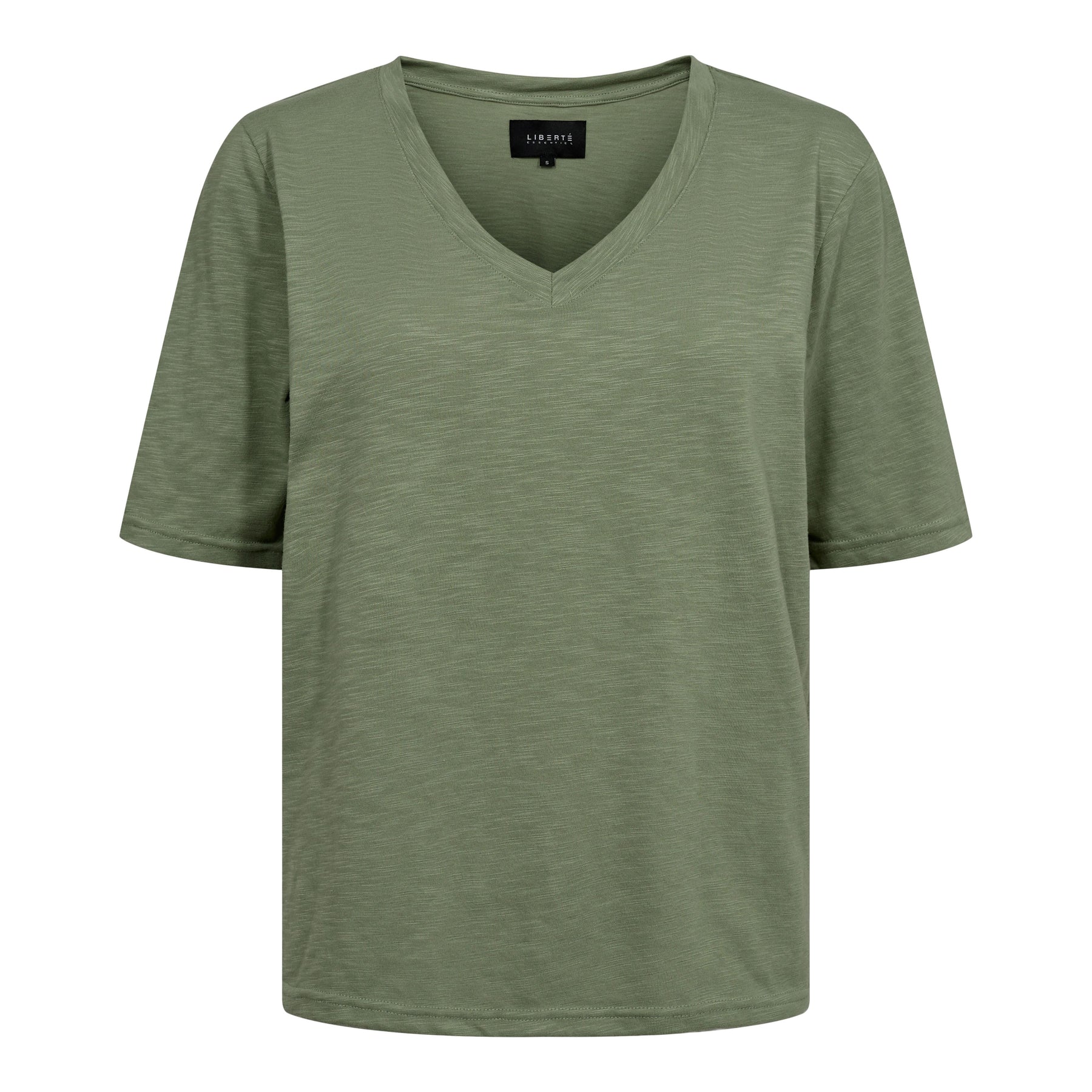 Liberte Ulla-Ss-Vneck-Tshirt dusty light army