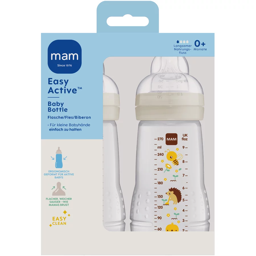 MAM Babyflasche Easy Active™ 270 ml, Biene Igel im Doppelpack