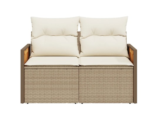 VIDAXL - Canapé de jardin avec coussins 2 places beige résine tressée