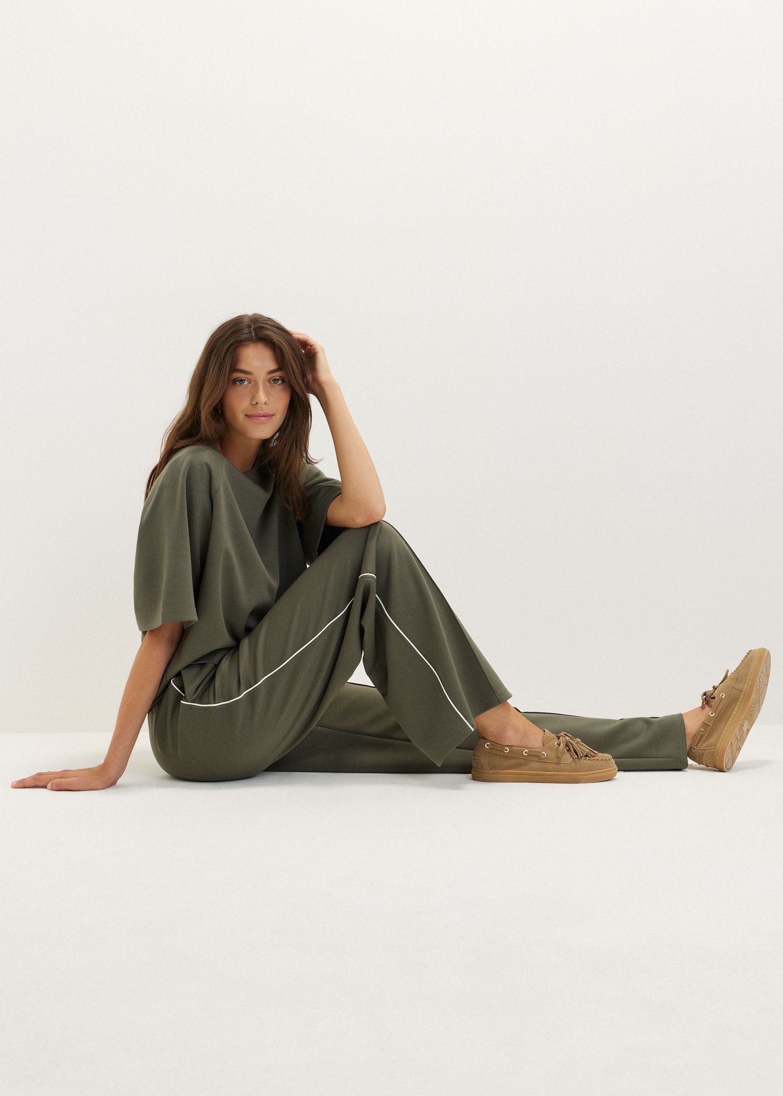 Wijde broek met bies