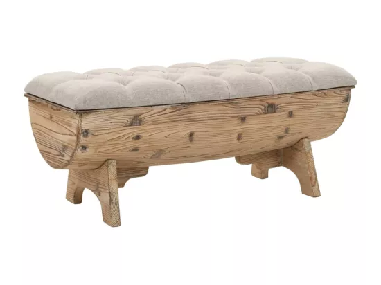 Banc de rangement Bois massif et tissu 103 x 51 x 44 cm
