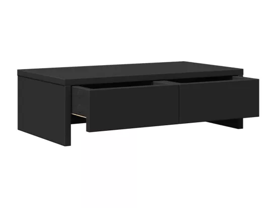 Support de moniteur avec tiroirs noir bois d'ingénierie
