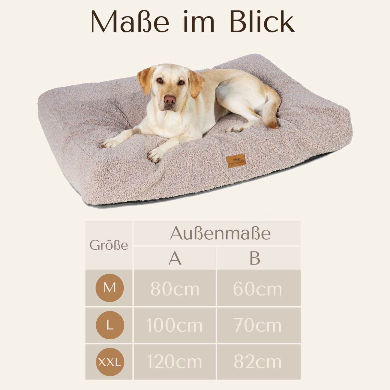 Freudentier Orthopädisches Hundekissen aus kuschelweichem Teddystoff M