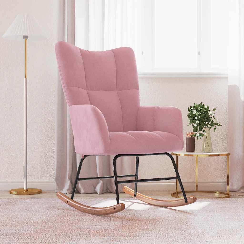 vidaXL Schommelstoel, Roze, Bekleed met Fluweel