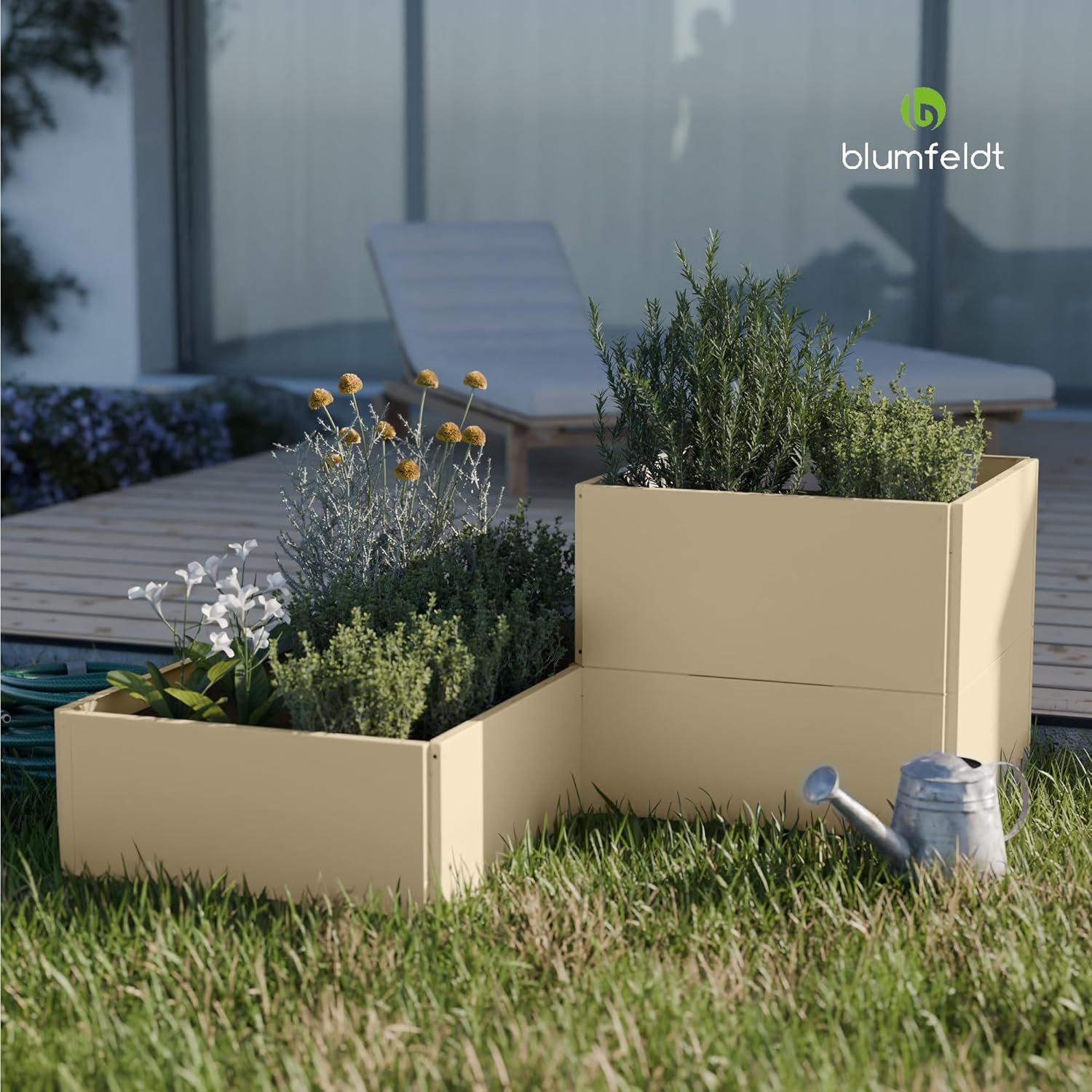 blumfeldt Versagrow Hochbeet - Modulares Hochbeet Metall, 651 L, Pulverbeschichteter Stahl, Frost- und Rostfrei, Höhenverstellbar bis 90 cm, Für Gemüse und Kräuter, Einfacher Aufbau