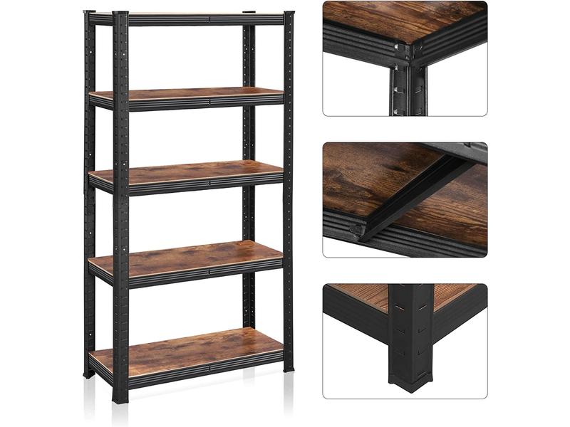 Songmics Regal Industrial 150 x 75 cm, MDF Standregal mit fünf höhenverstellbaren Ablagen