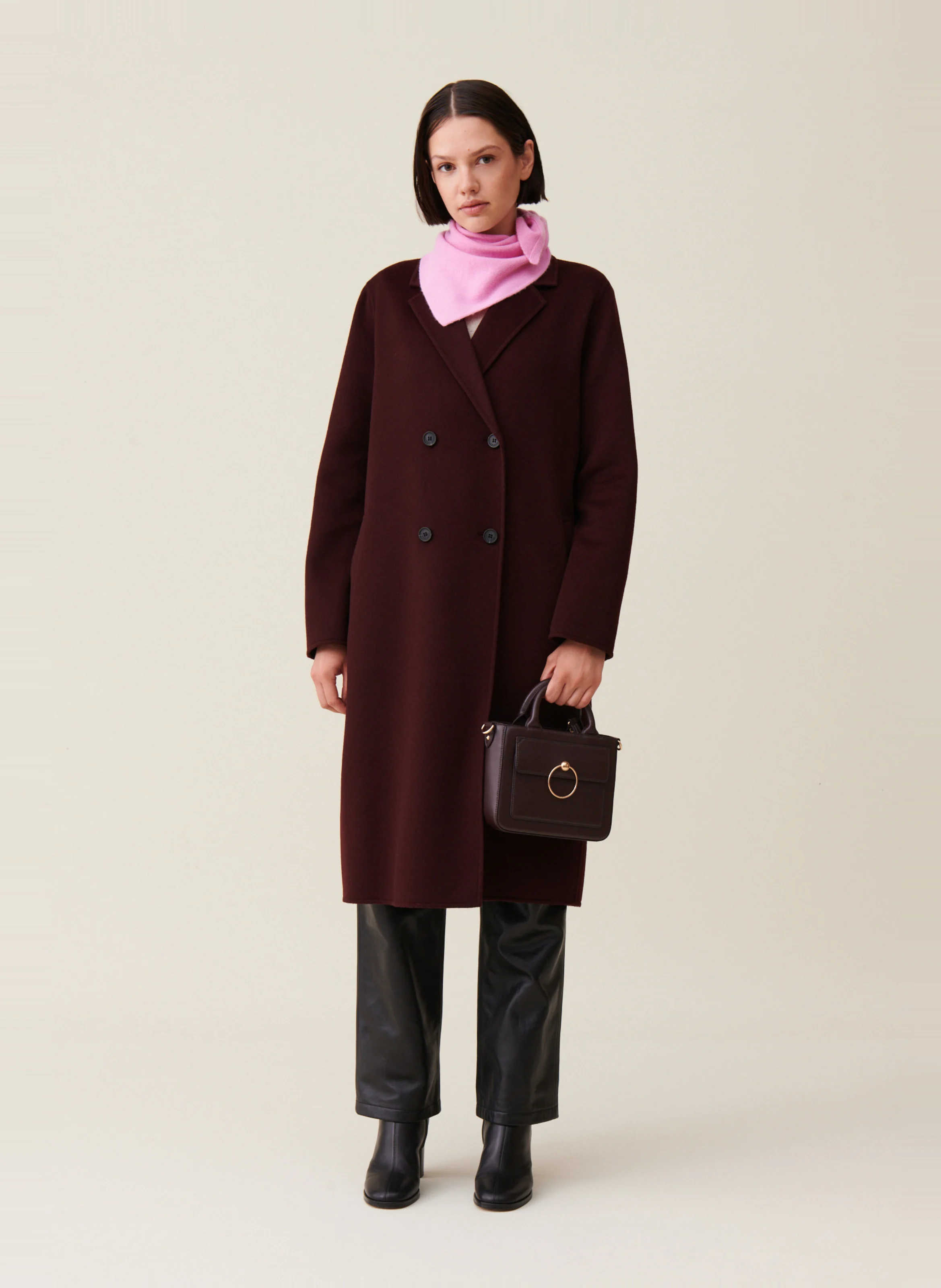 Manteau long en laine mélangée | Rouge