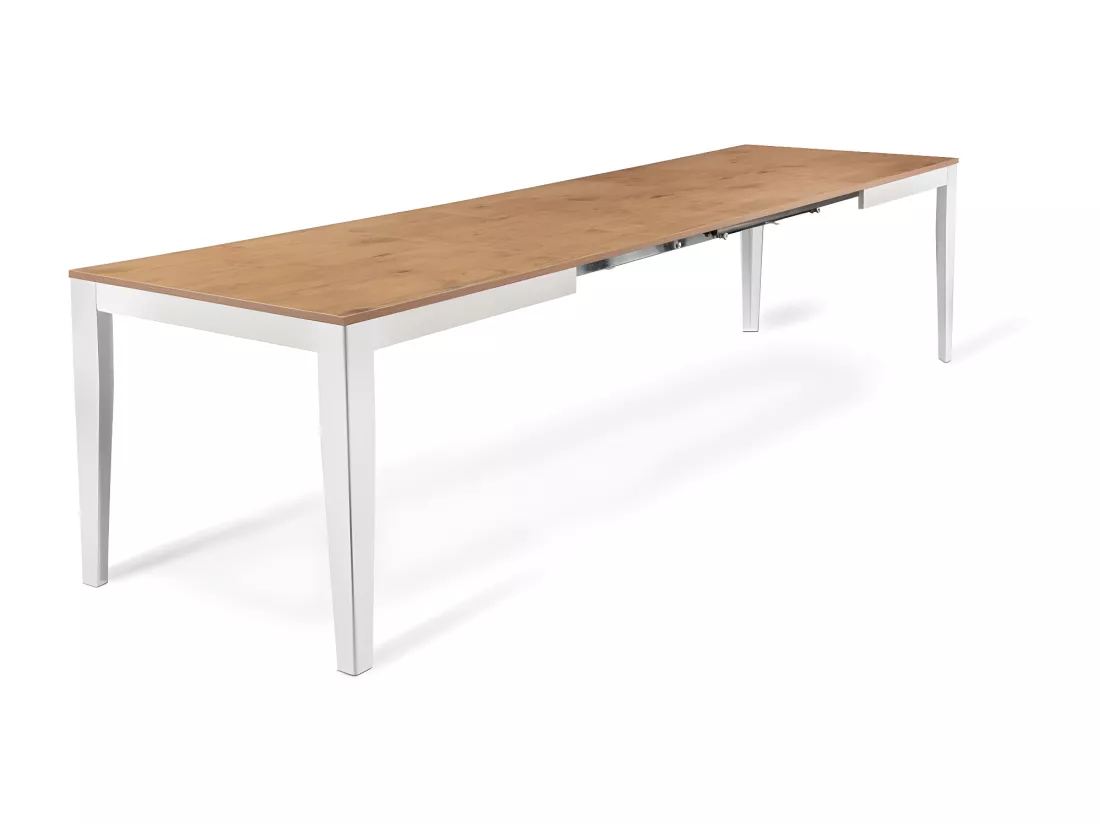 Big Table extensible (156/316 x 90 cm) en Mélamine Blanc