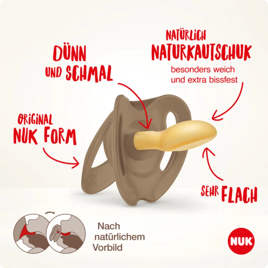 NUK Schnuller For Nature Latex 18-36 Monate rot  creme 4er-Pack