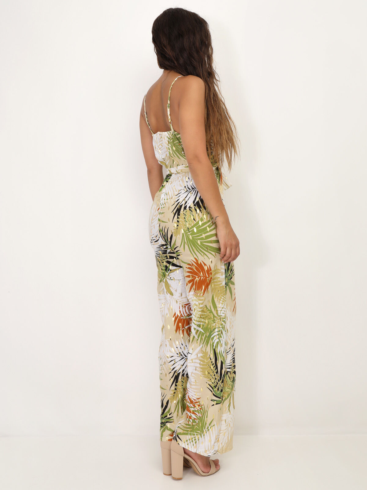 Combinaison à motif tropical- Beige