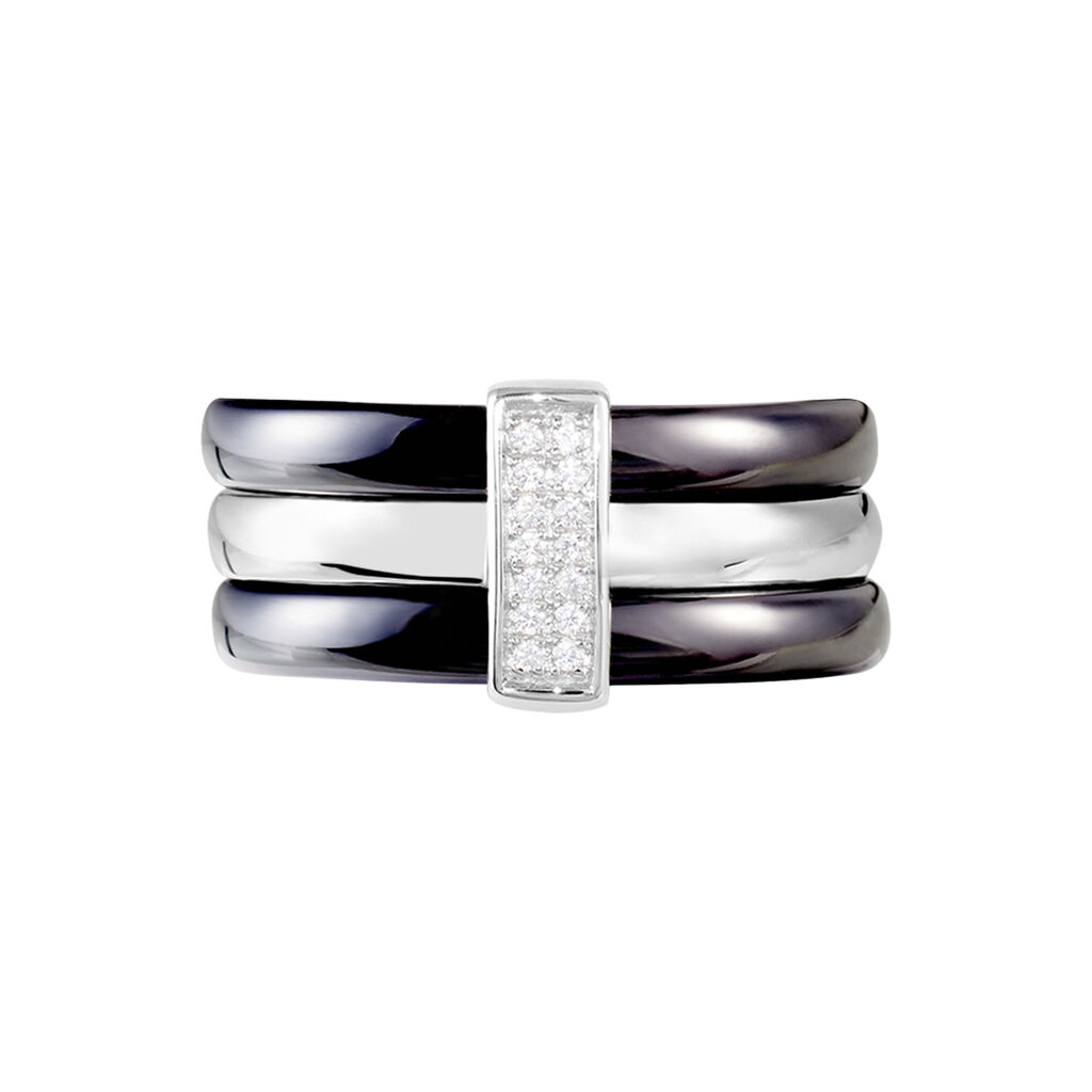 Bague Ceramik Design Argent Blanc Céramique Et Oxyde De Zirconium