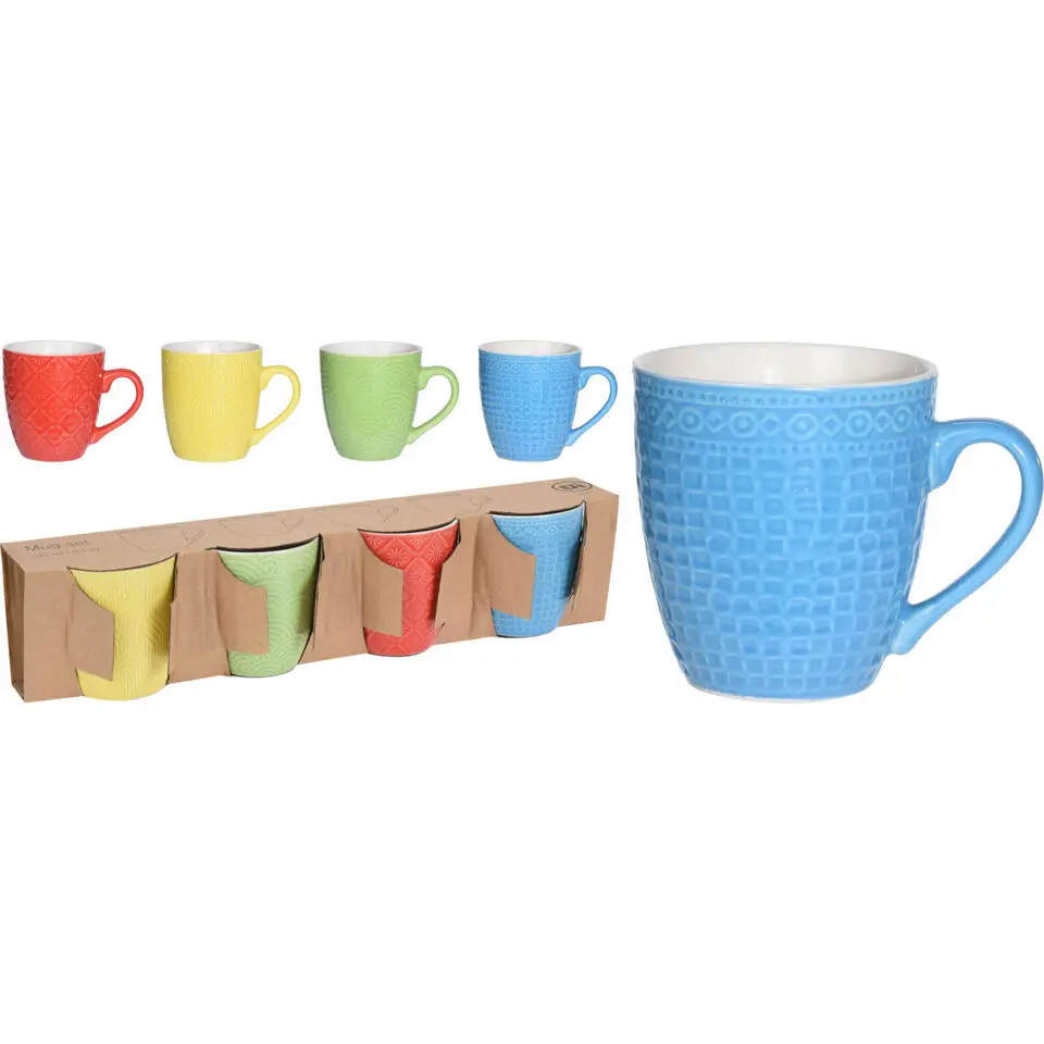 Excellent Houseware Koffiekopjes - 4 stuks - multi-kleur - 240 ml