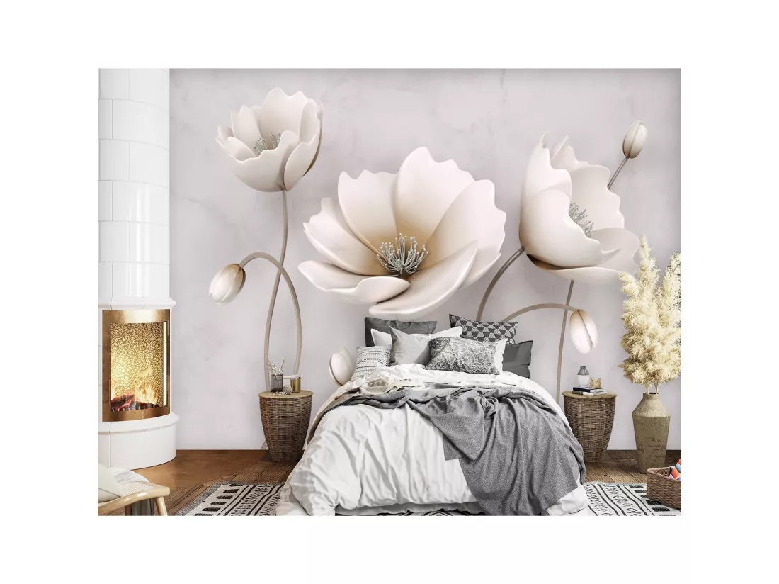 Papier peint fleurs abstraites - 350 x 245 cm