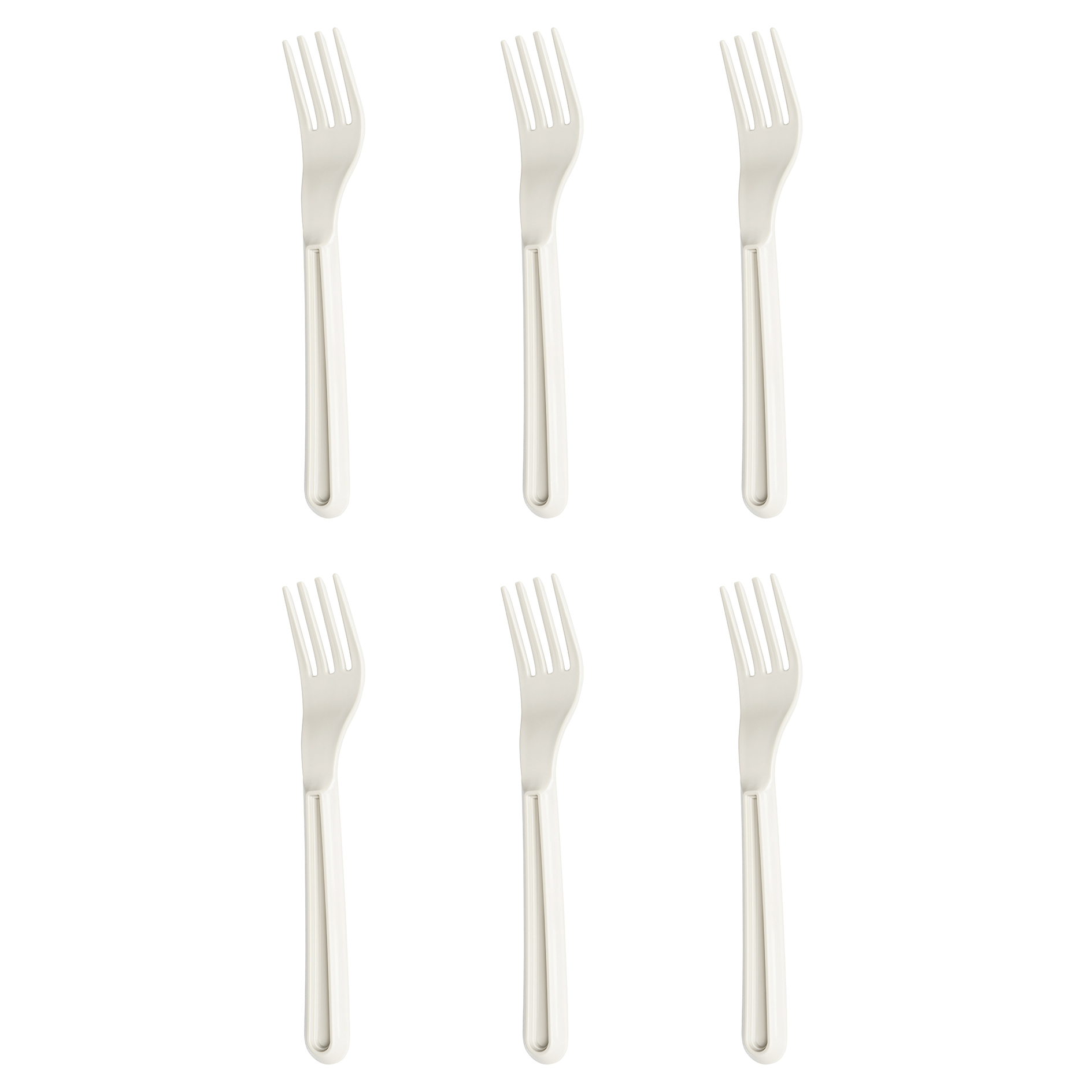 Mehrweg Kunststoffgabel - beige - 6-teilig