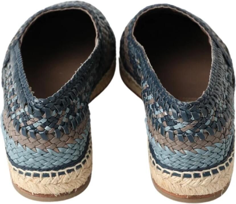 Dolce & Gabbana Blauw Grijs Leren Buffalo Espadrille Schoenen