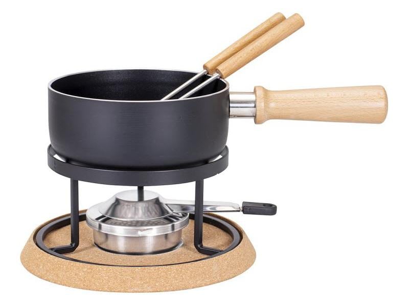 Kadastar Käsefondue-Set Bernina 5 Teile, Schwarz Fondue Set für Käse
