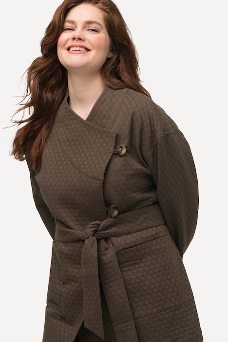 Jacke, Wickeloptik, Schalkragen, Bindegürtel, Biobaumwolle