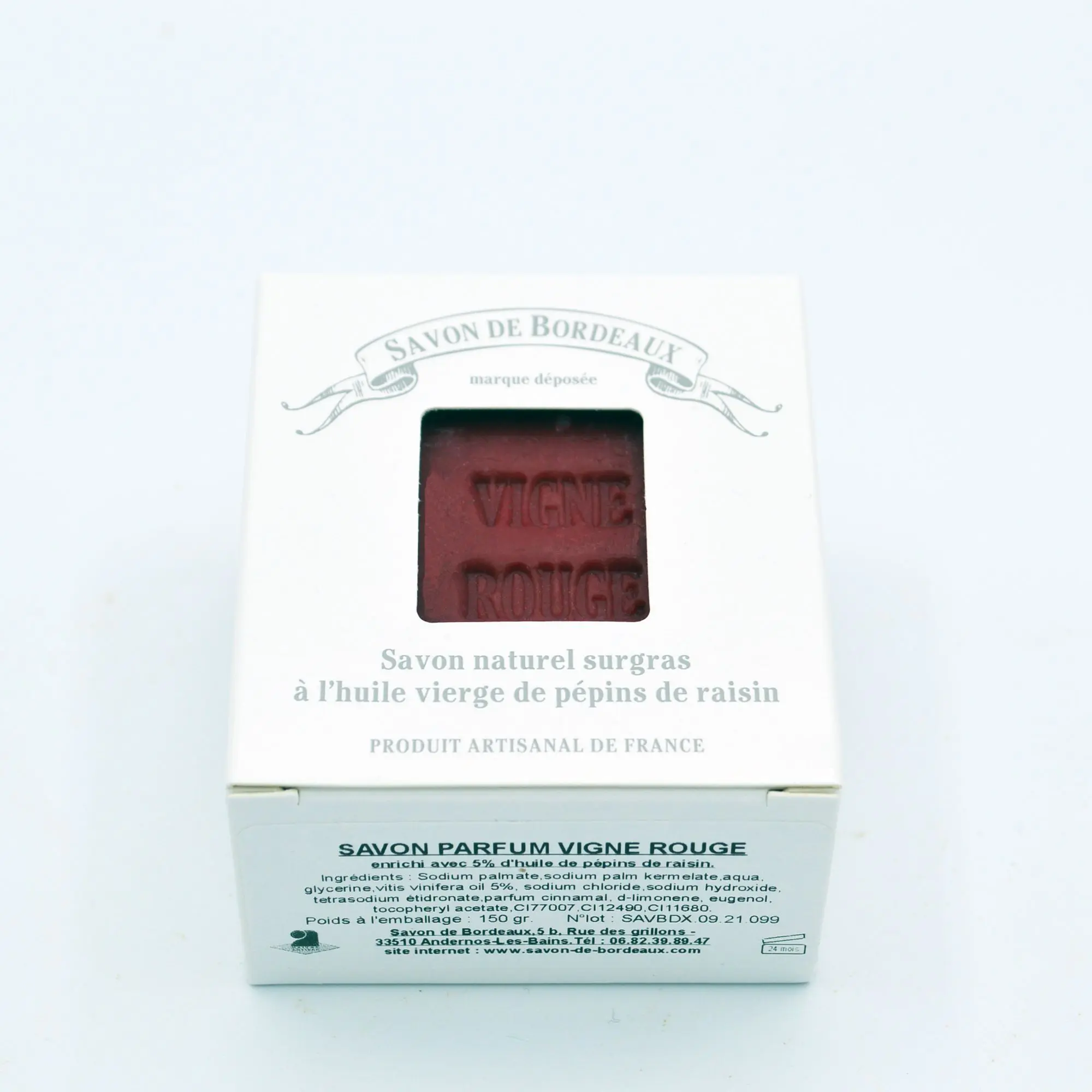 Savon de Bordeaux - SAVON NATUREL VIGNE ROUGEsavon solide 150 gr - Savon de Bordeaux